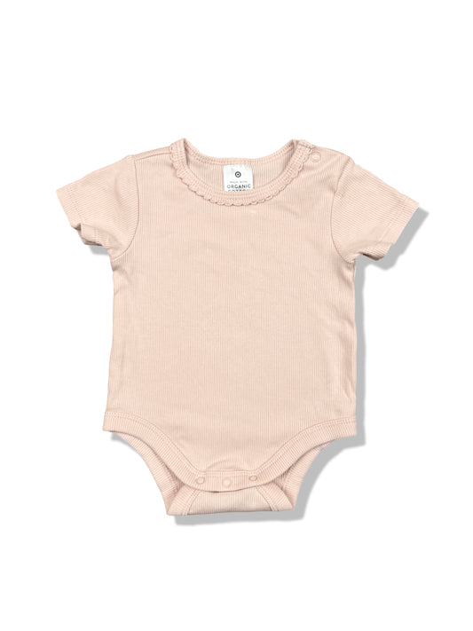 Target Peach Ribbed SS Bodysuit Organic Cotton - Size 000