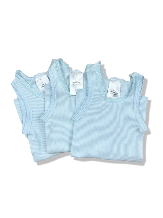 Target 3 Pack of Blue Ribbed Singlets - Size 0000