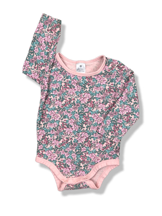 Target Floral LS Bodysuit Organic Cotton - Size 0