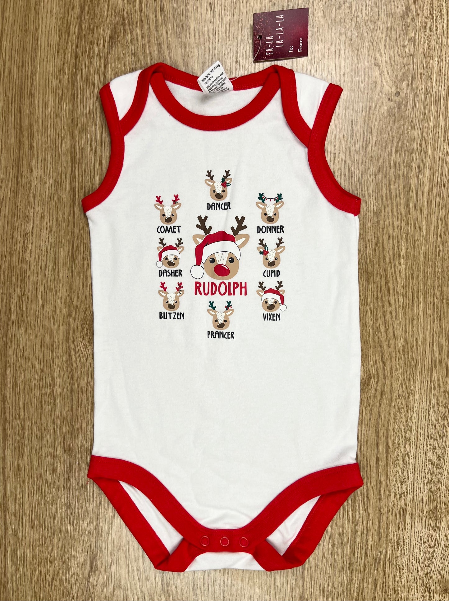 Baby Berry Christmas Sleeveless Bodysuit 100% Cotton BNWT - Size 2