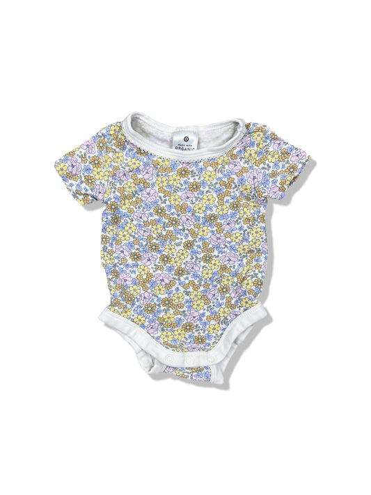 Target Floral SS Bodysuit Organic Cotton - Size 0000