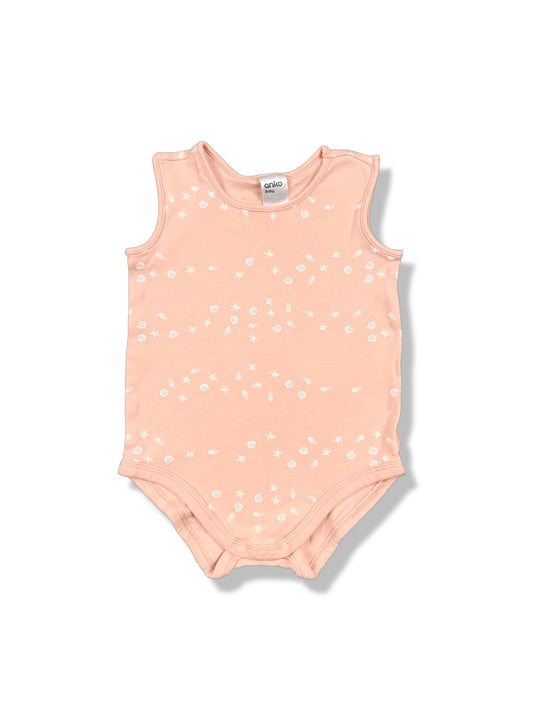 Anko Seashell Sleeveless Bodysuit 100% Cotton - Size 2