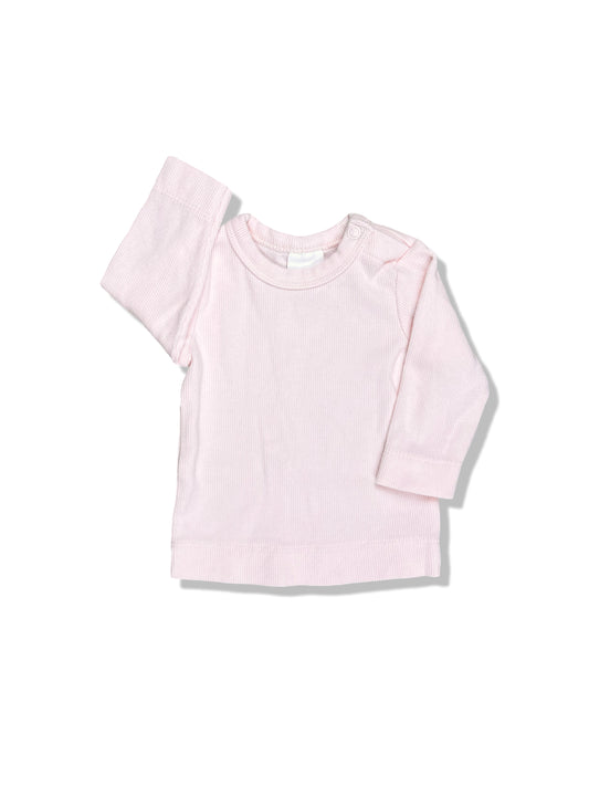 Baby Berry Pink Ribbed LS Top - Size 000