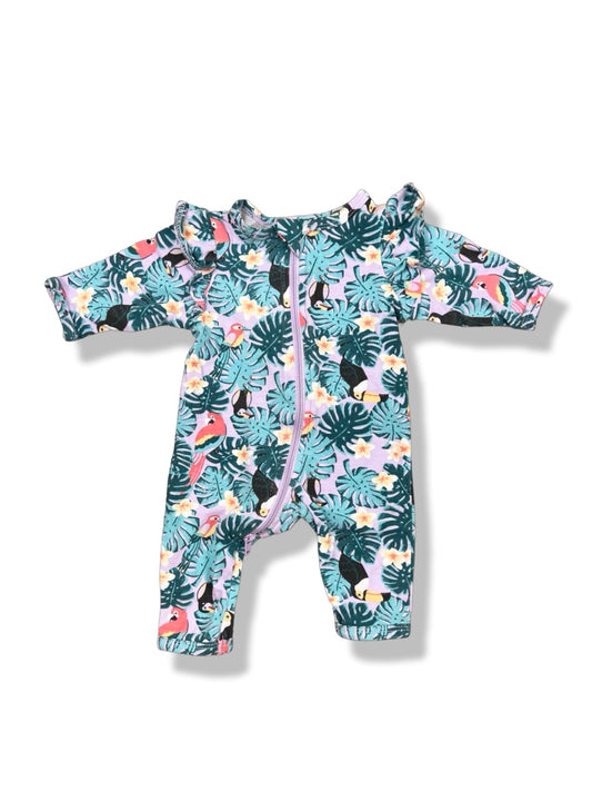 Dymples Leafy 2 Way Zipper Onesie - Size 0000