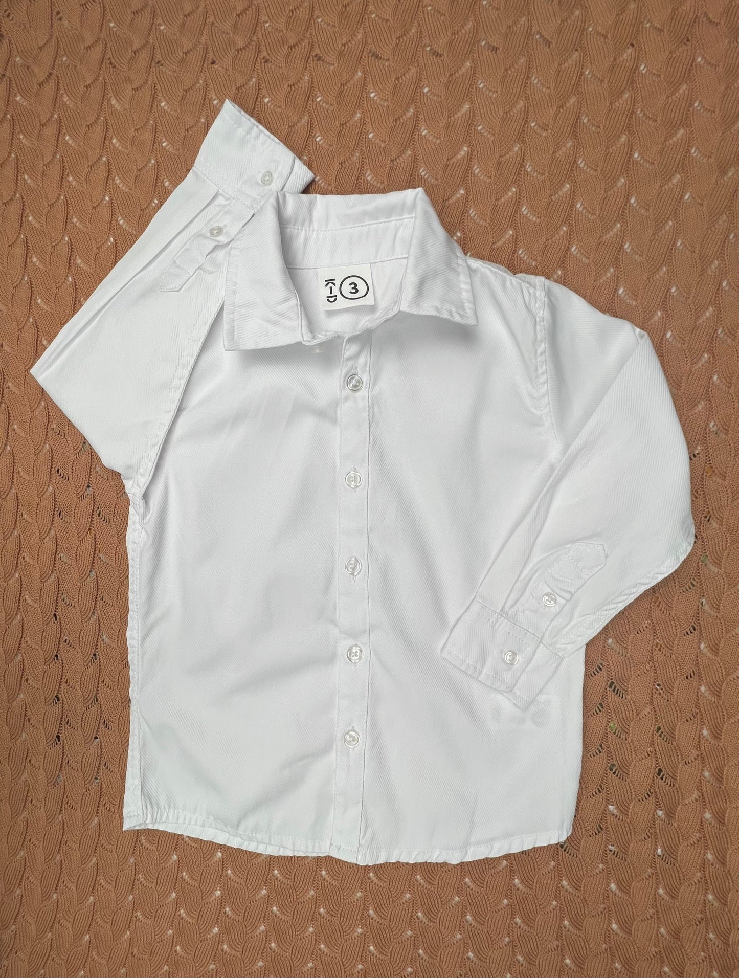 K-D White LS Button Up - Size 3