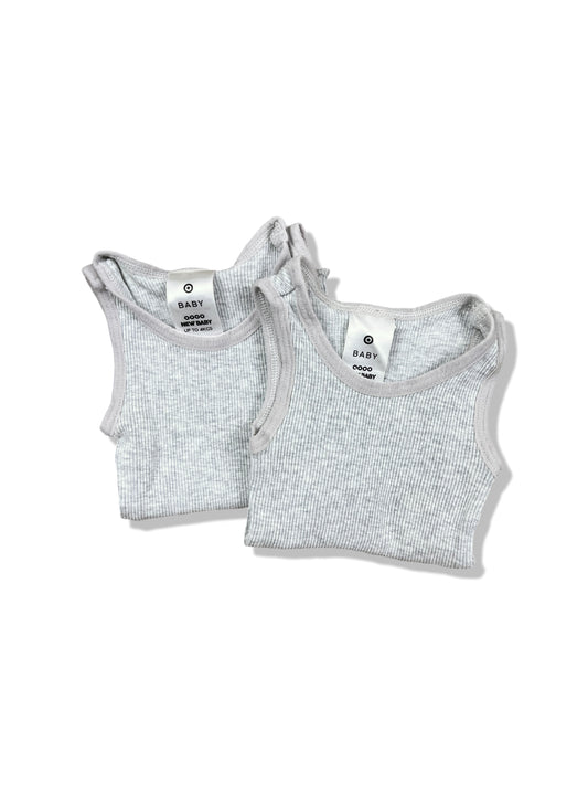 Target 2 Pack Grey Ribbed Singlets - Size 0000