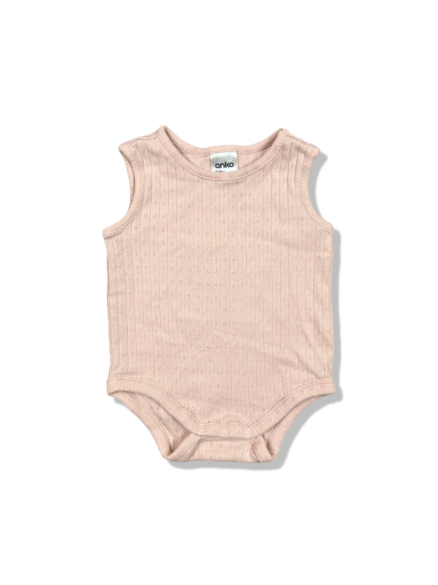 Anko Peach Pointelle Sleeveless Bodysuit 100% Cotton - Size 000