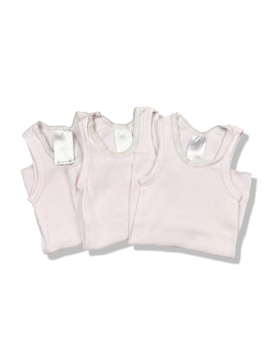 Target 3 Pack Pink Ribbed Singlets - Size 0000