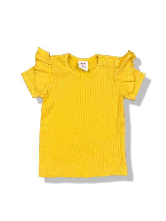 Seed Heritage Baby Yellow Ribbed SS Top - Size 0