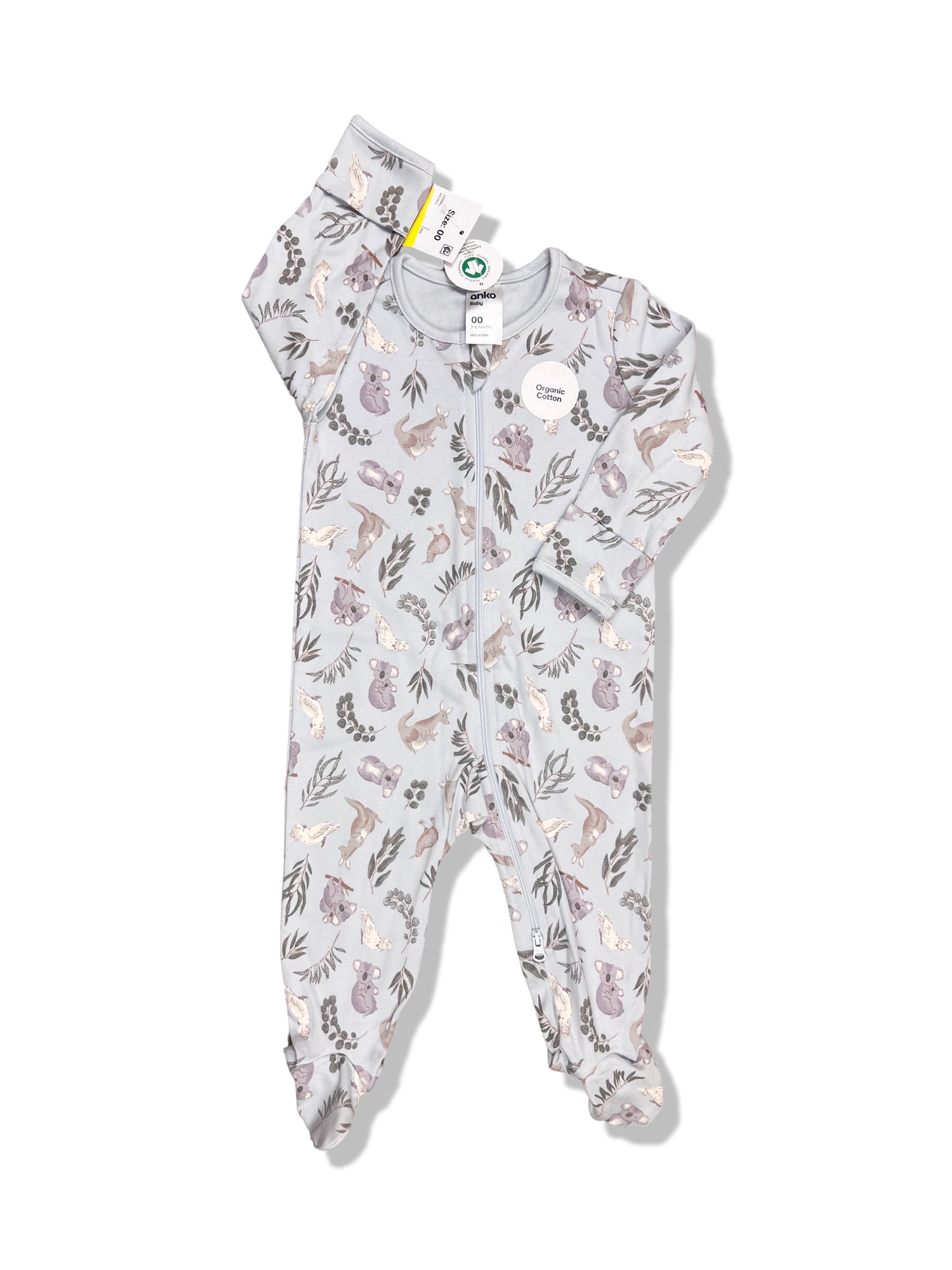 Anko Blue Native 2 Way Zipper Onesie 100% Cotton BNWT - Size 00