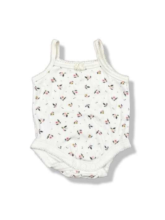 Baby Berry Pink Flower Sleeveless Bodysuit Organic Cotton - Size 0000