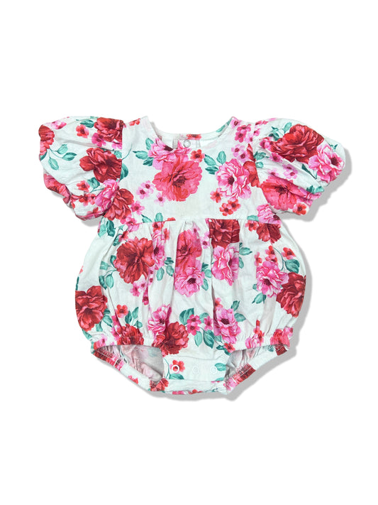 Dymples Red Floral Romper - Size 000