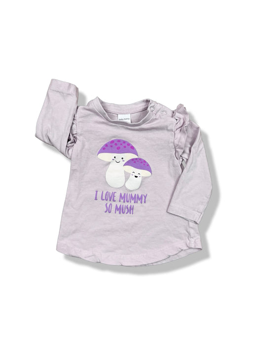 Baby Berry Mushroom LS Top 100% Cotton - Size 0