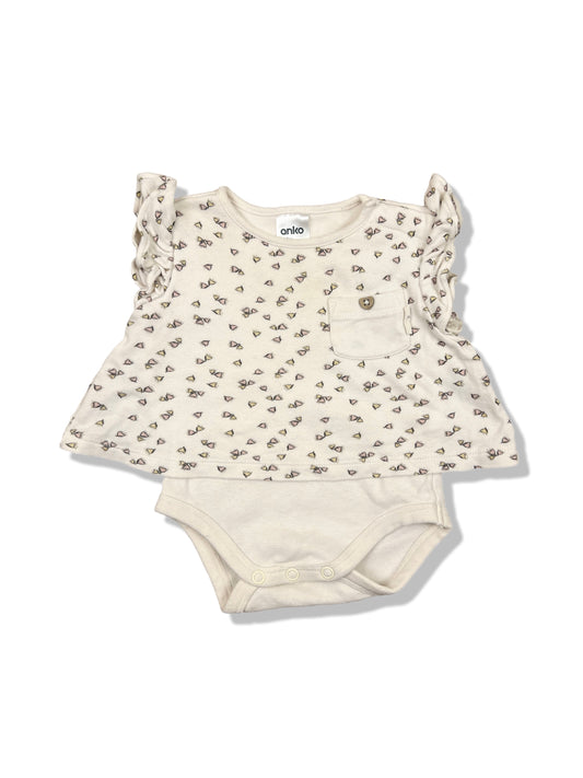 Anko Beige Flutter Bodysuit 100% Cotton - Size 000