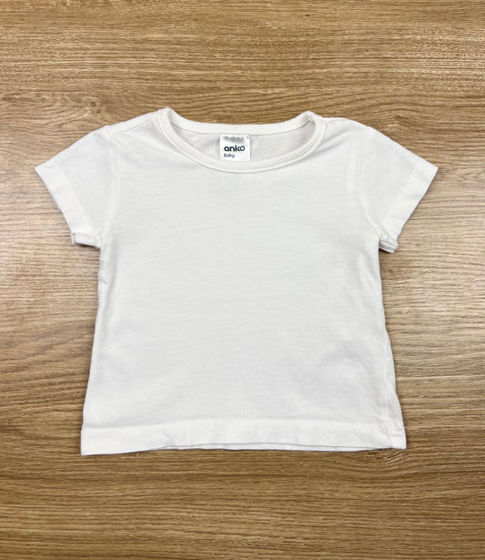 Anko White SS Tee 100% Cotton - Size 000