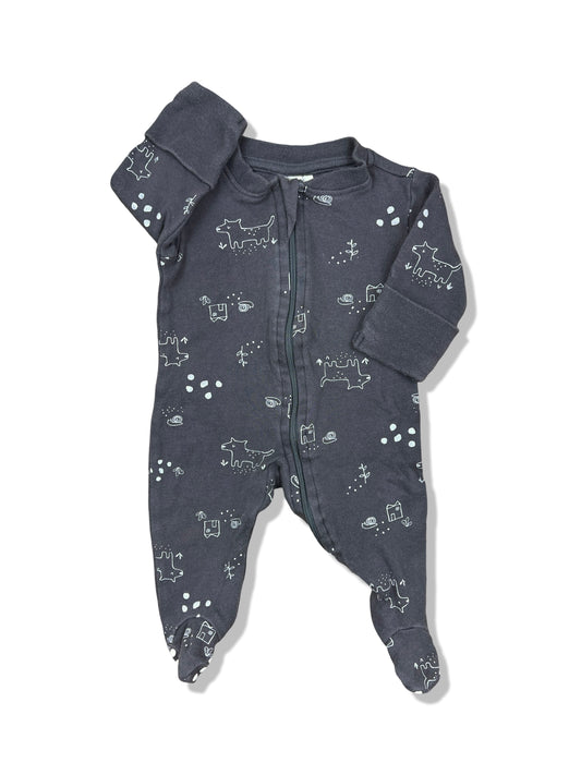 Kids & Co Dark Grey Zipper Onesie - Size 0000