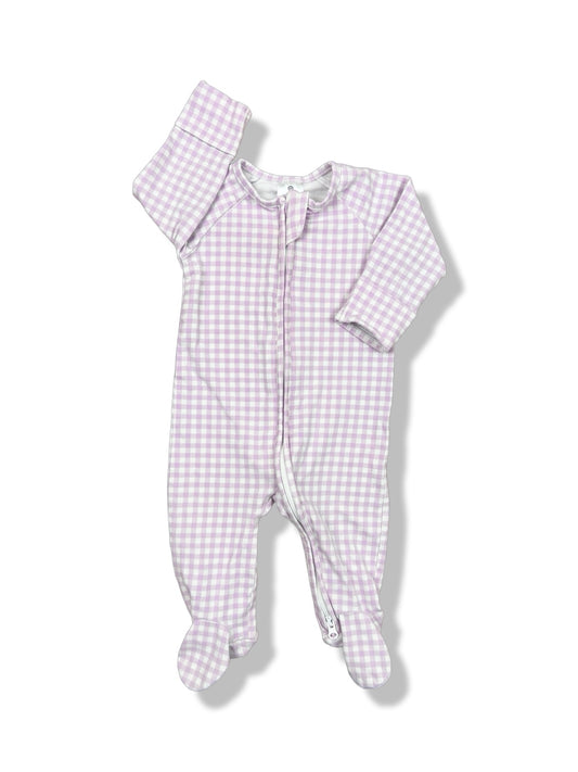 Target Purple Gingham 2 Way Zipper Onesie Organic Cotton - Size 000