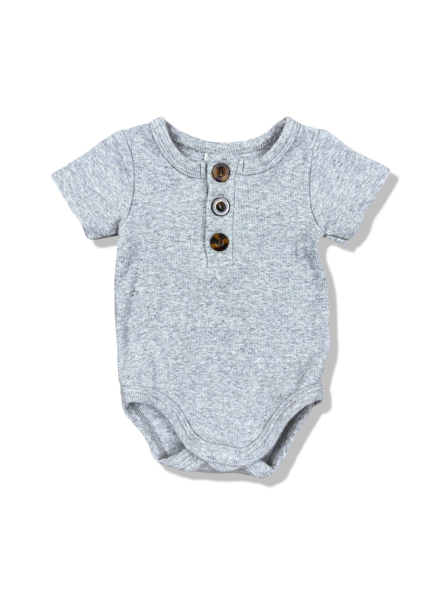 Baby Berry Grey Ribbed SS Bodysuit - Size 000