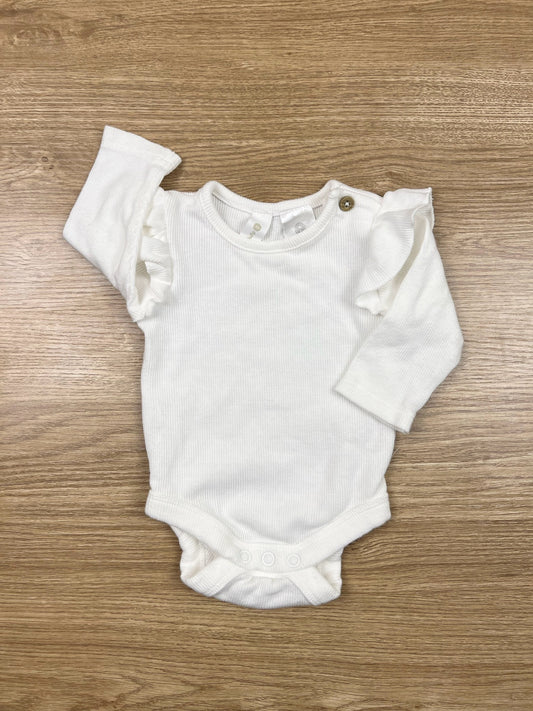 Dymples White Ribbed LS Bodysuit - Size 000