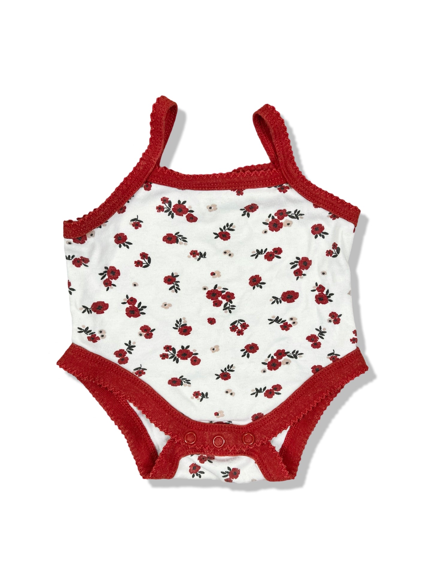 Baby Berry Red Rose Sleeveless Bodysuit 100% Organic Cotton - Size 0000