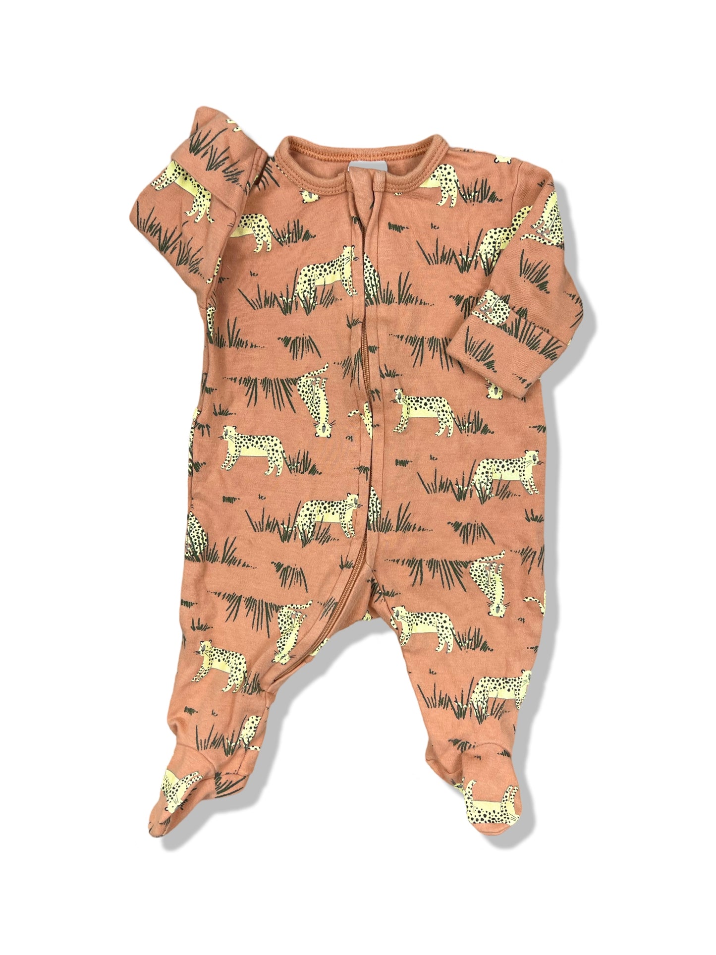 Dymples Cheetah Zipper Onesie - Size 0000