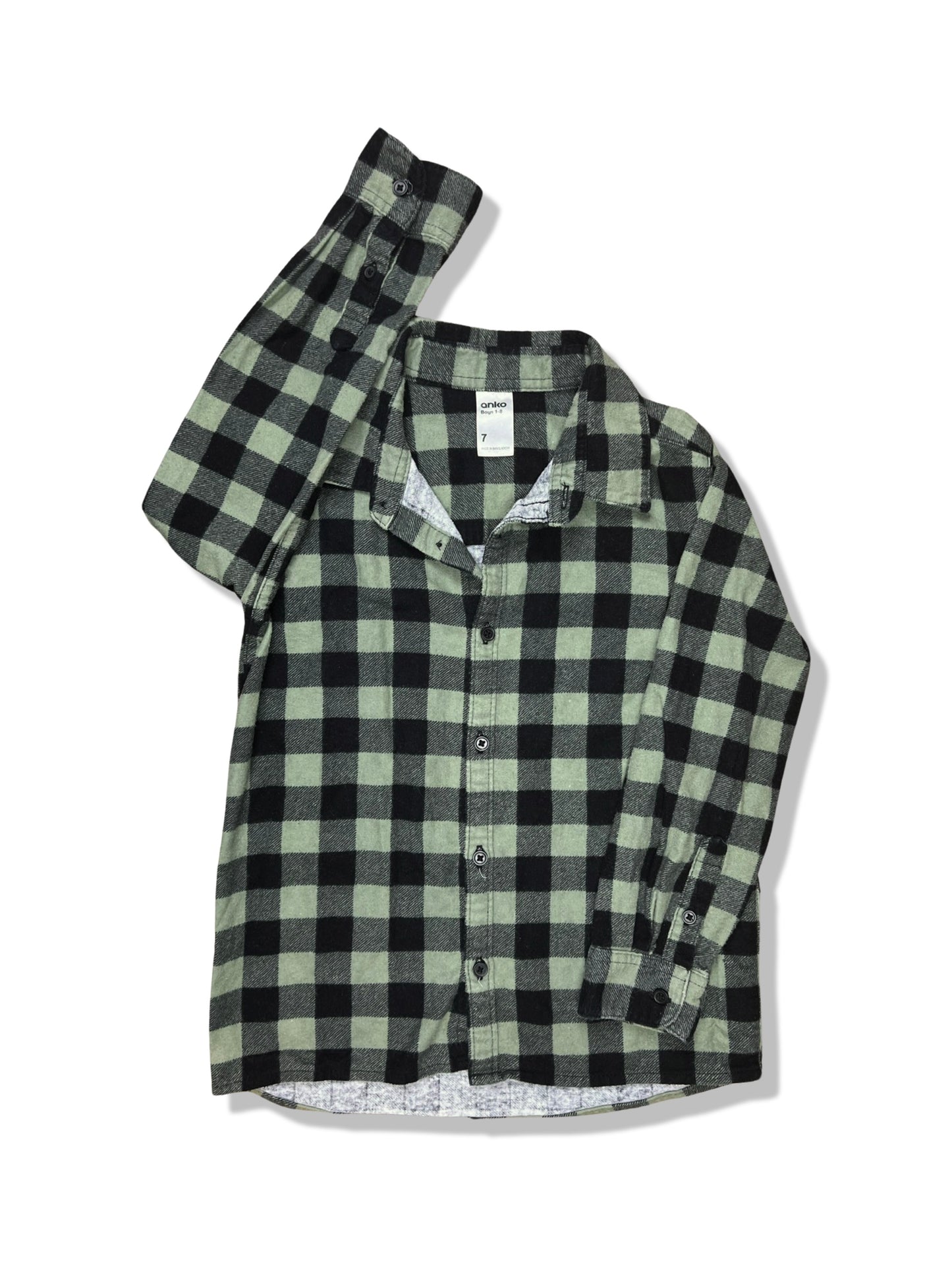 Anko Green Checkered Flanno 100% Cotton - Size 7