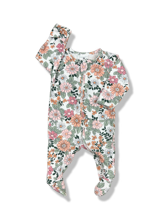 Target Floral 2 Way Zipper Onesie Organic Cotton - Size 0000