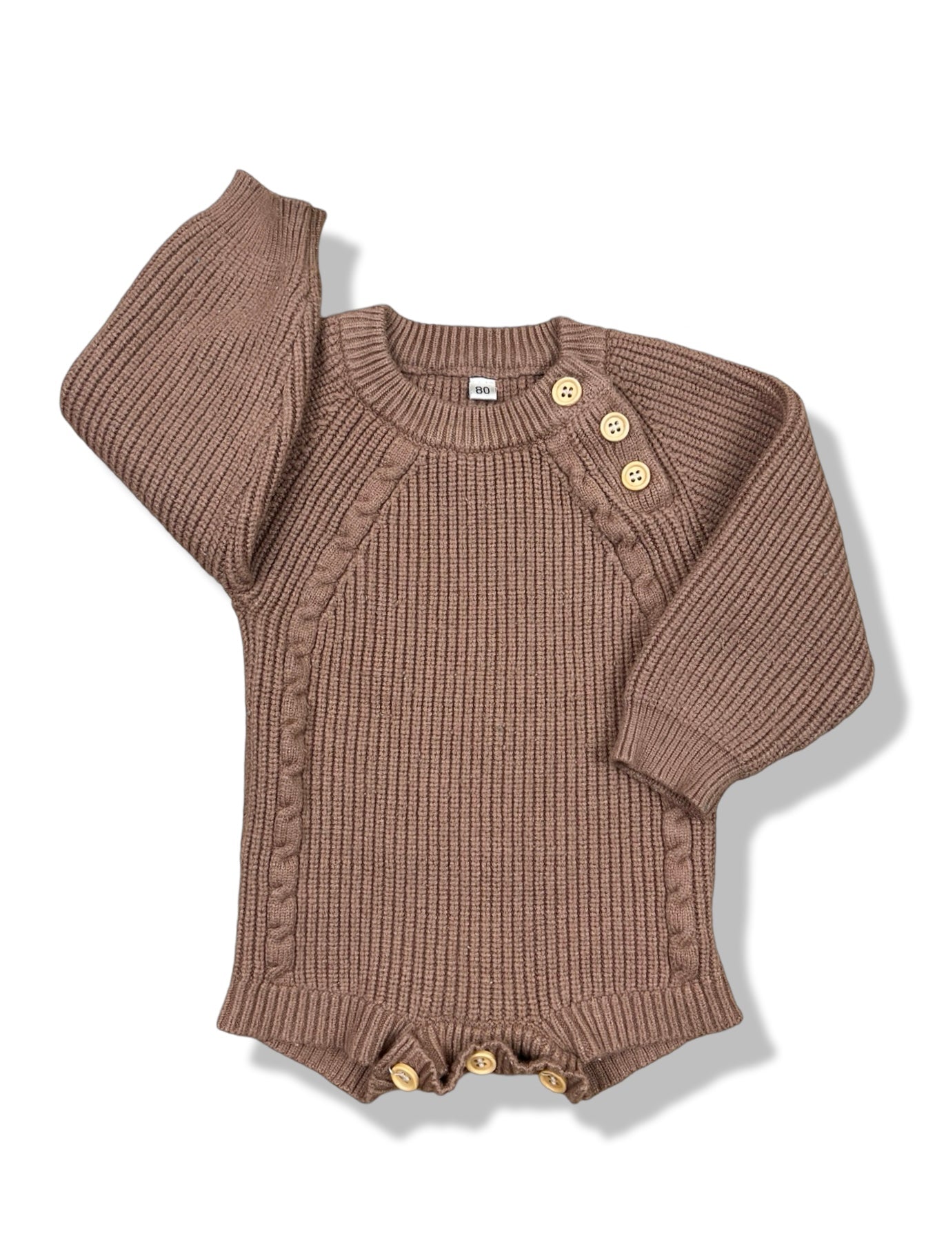 Chocolate Knit LS Romper - Size 0