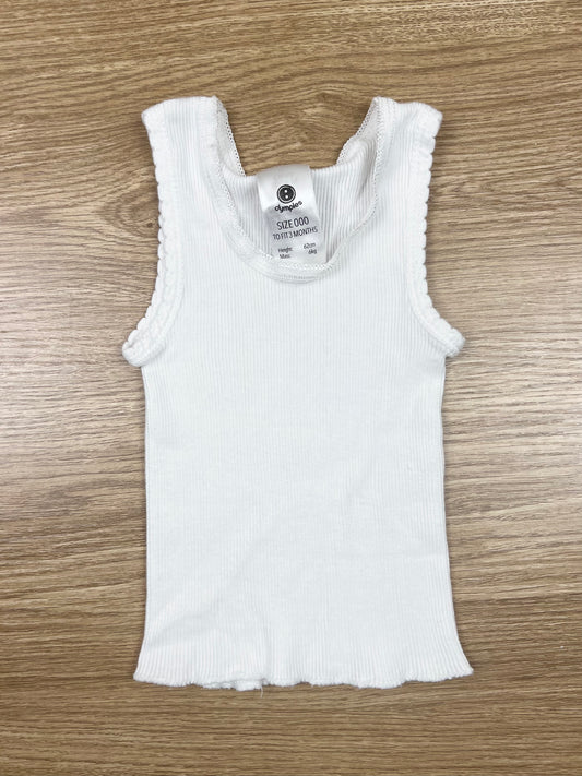 Dymples White Ribbed Singlet - Size 000