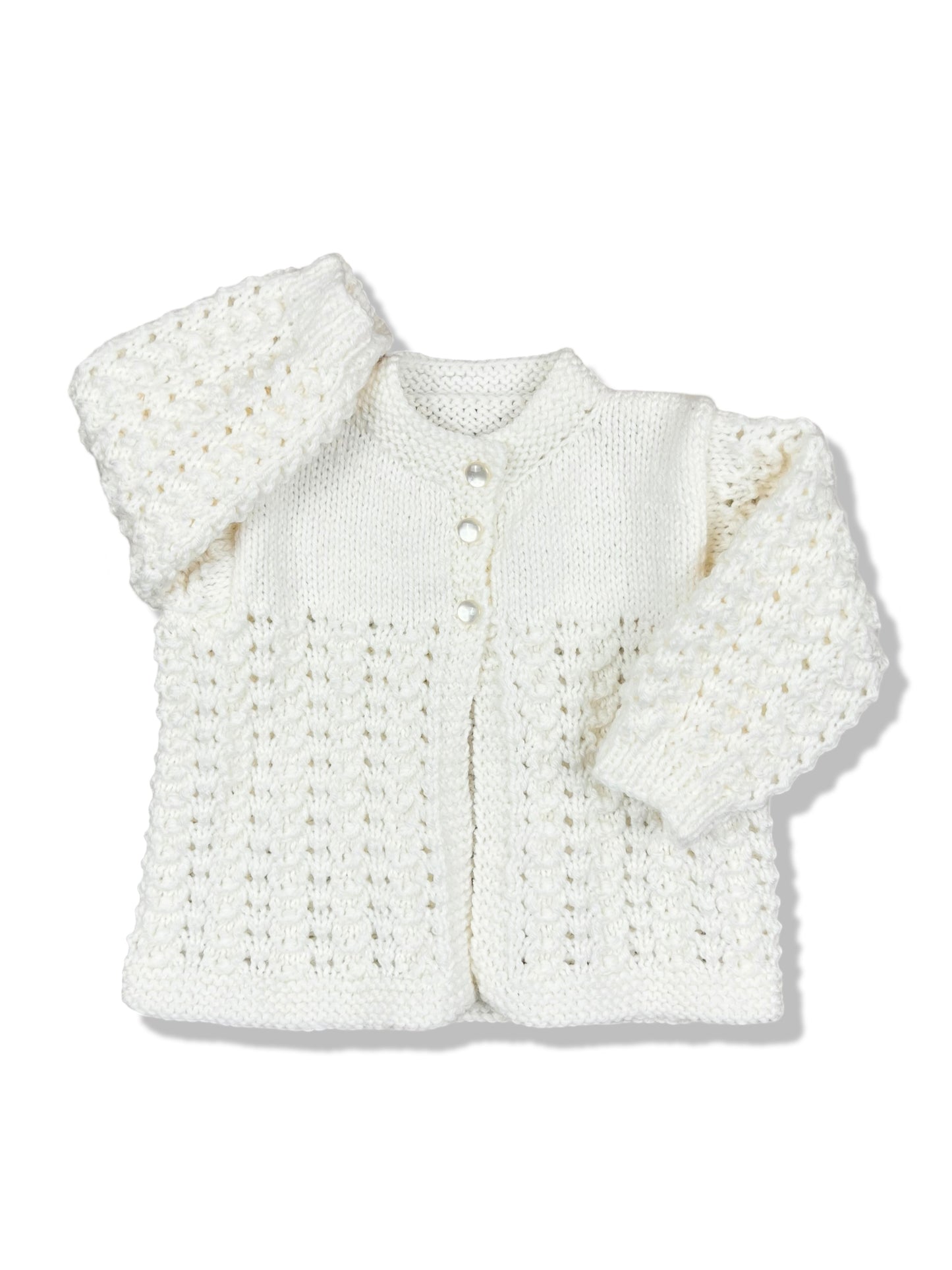 Cream Handmade Knit Cardigan - Size 0000