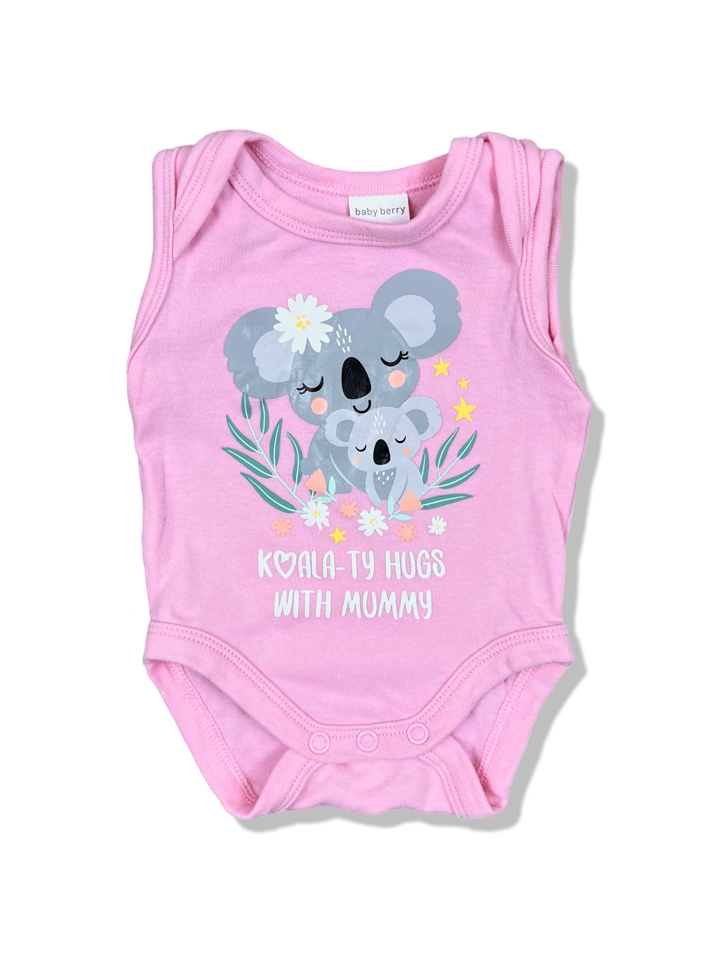 Baby Berry Pink Koala Bodysuit 100% Cotton - Size 0000