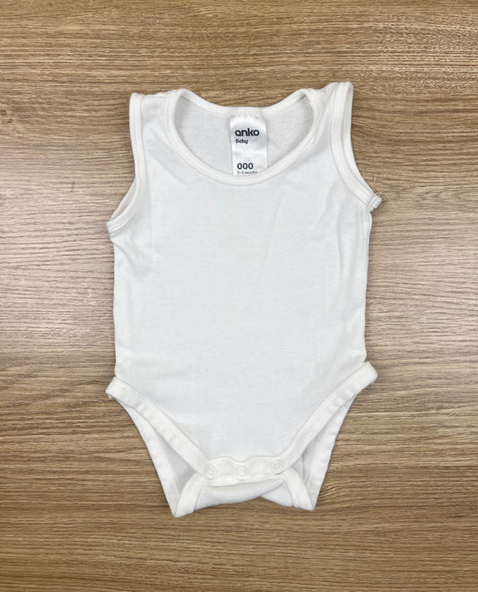 Anko White Sleeveless Bodysuit 100% Cotton - Size 000