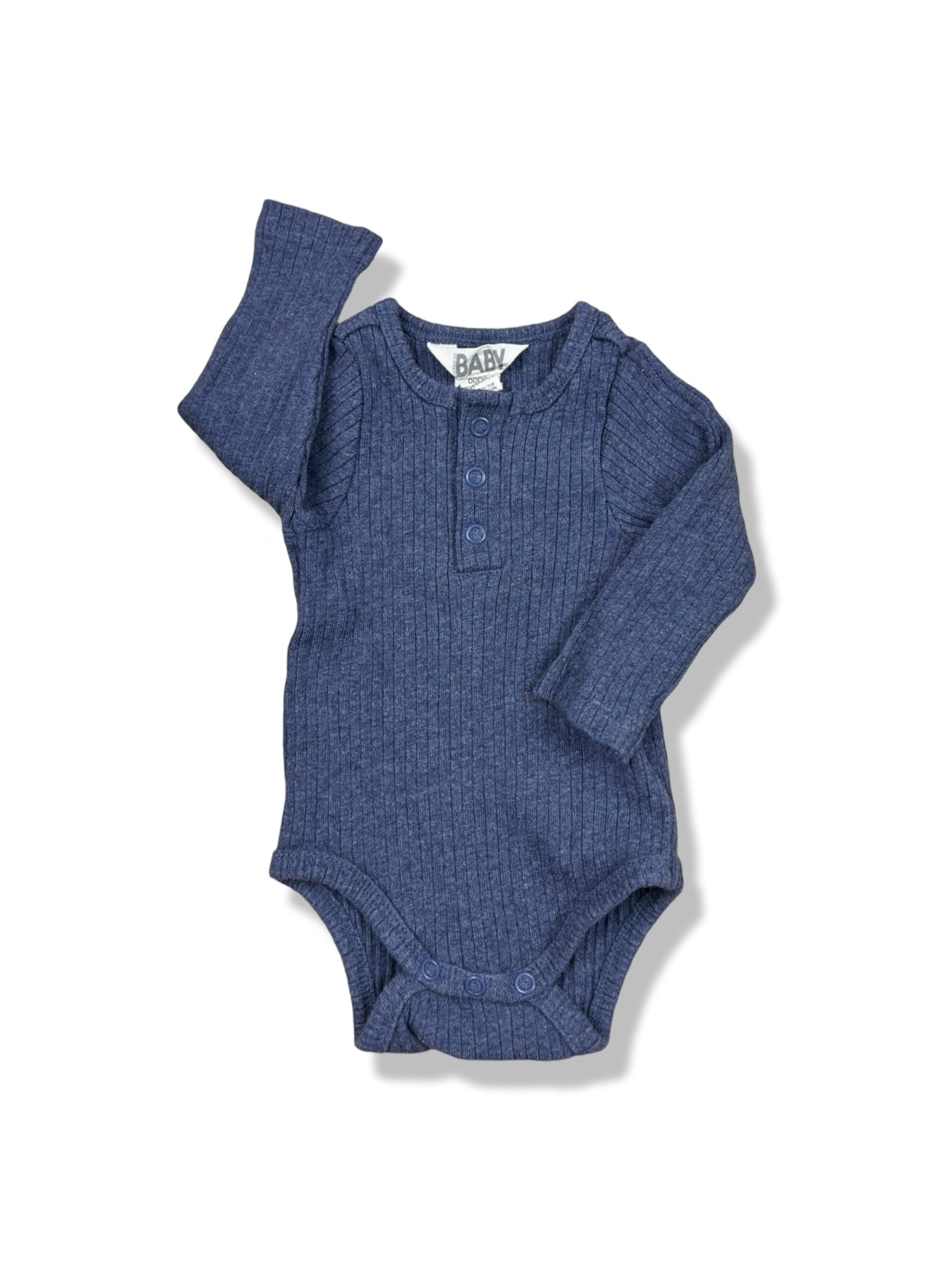 Cotton On Baby Blue Ribbed LS Bodysuit - Size 0000