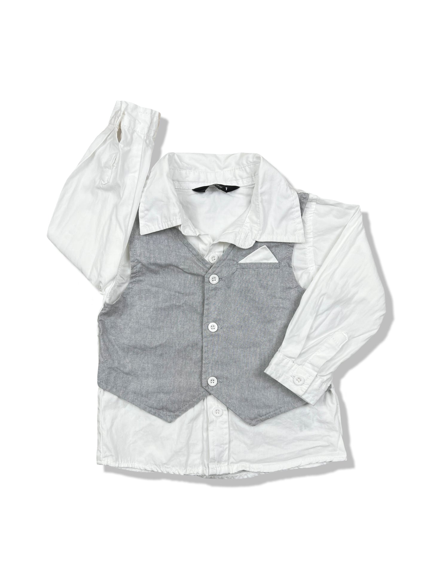 Peter Morrissey Baby Dress Shirt & Vest - Size 1