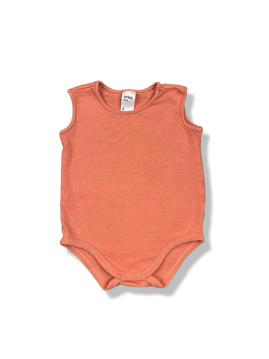 Anko Rust Sleeveless Bodysuit 100% Cotton - Size 2