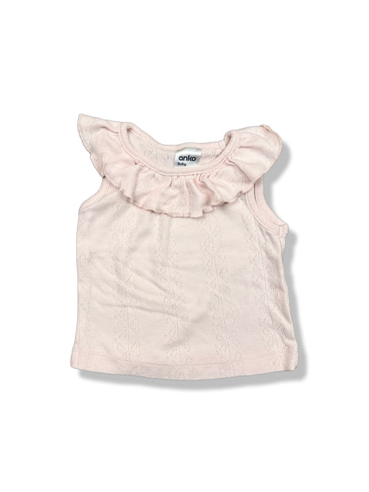 Anko Pink Pointelle Top 100% Cotton - Size 000