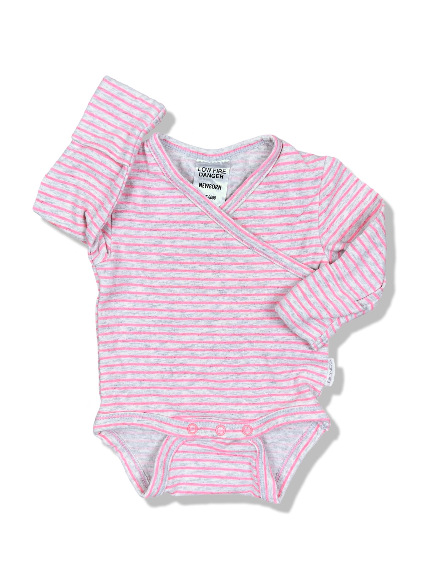 Bonds Pink Striped LS Bodysuit - Size 0000