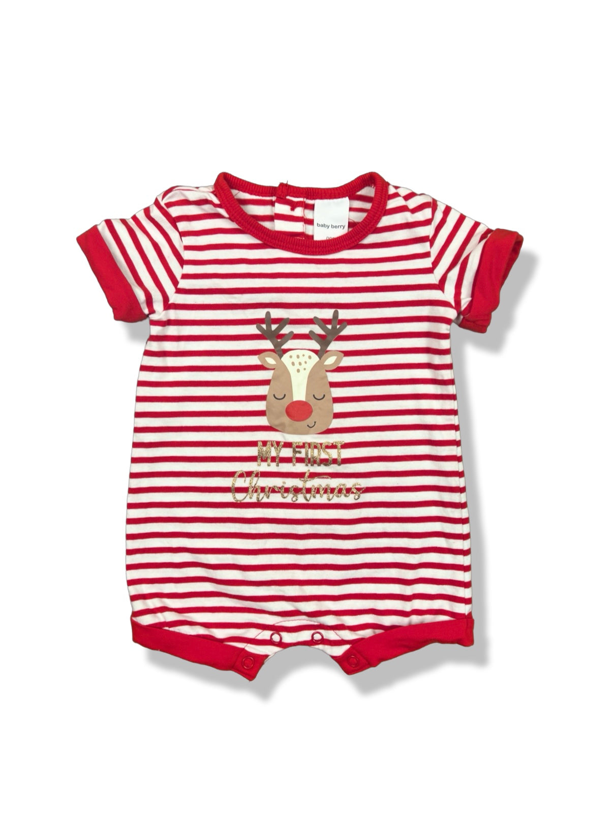 Baby Berry Striped Christmas Romper - Size 000