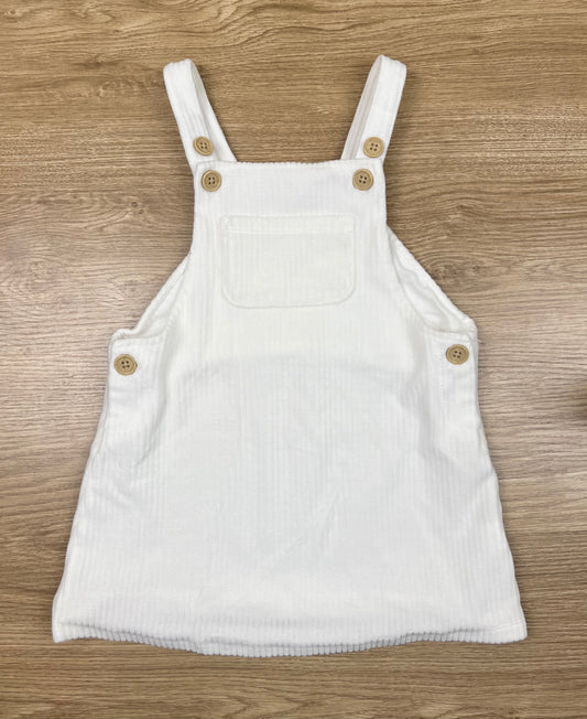 Dymples White Corduroy Pinafore Dress - Size 1