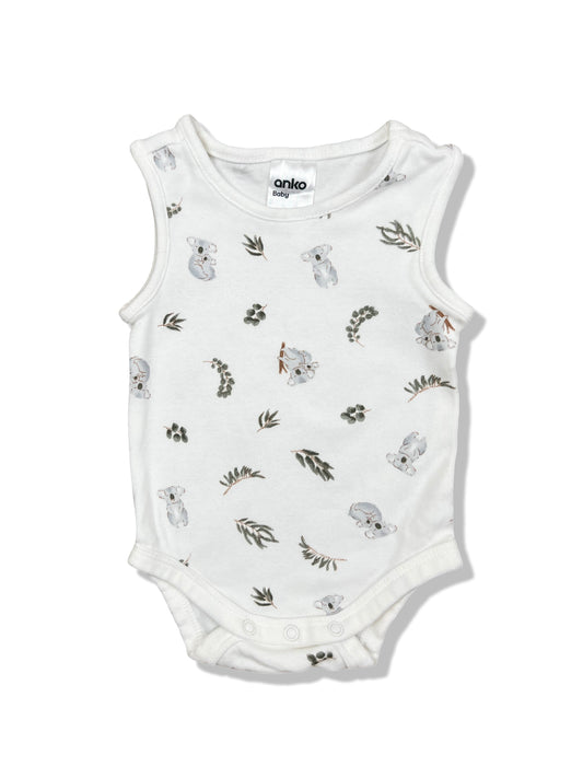 Anko White Koala Sleeveless Bodysuit 100% Cotton - Size 0000