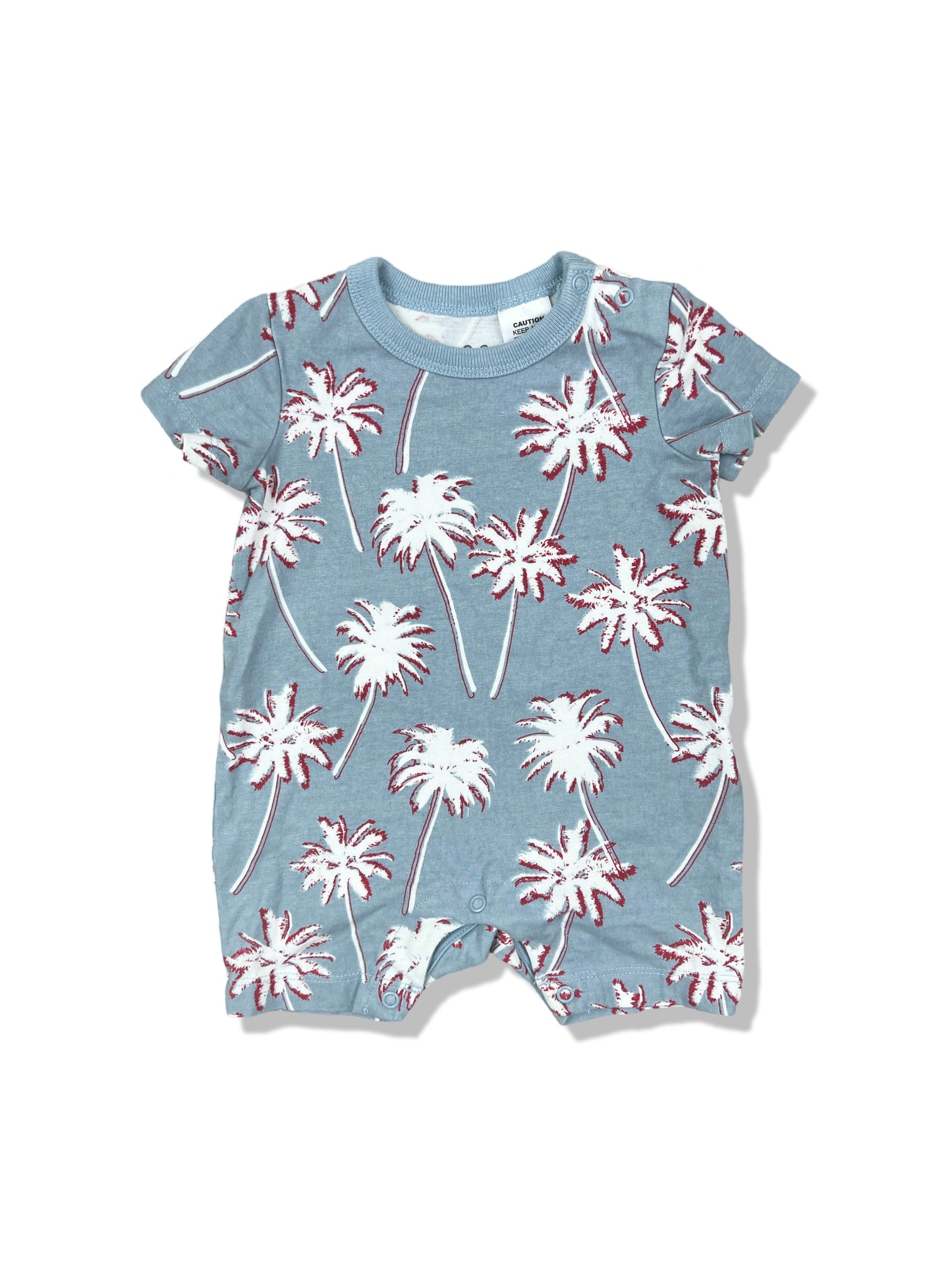 Cotton On Baby Blue Palm Tree Romper - Size 000