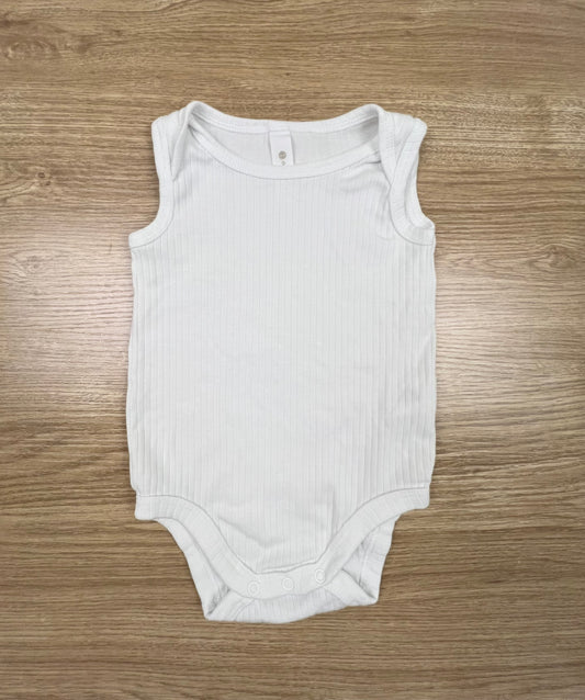 Dymples White Ribbed Sleeveless Bodysuit - Size 0