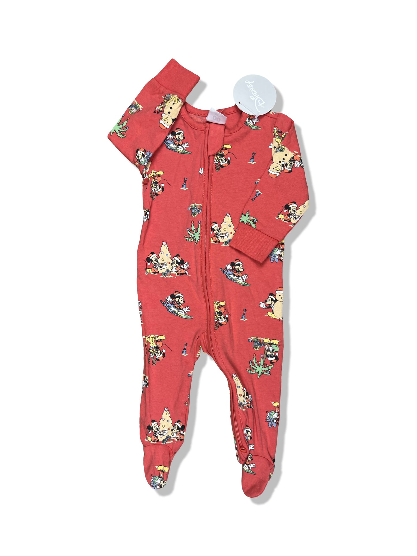 Disney Mickey Mouse Christmas 2 Way Zipper Onesie BNWT - Size 00