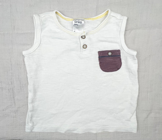 Anko White Tank 100% Cotton - Size 1