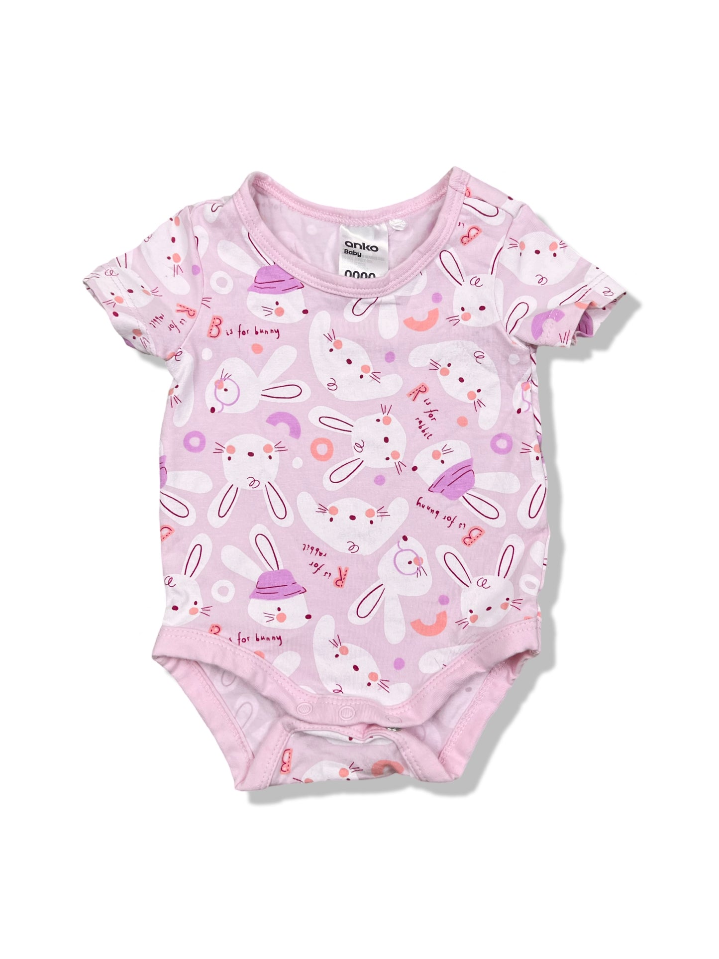 Anko Pink Bunny SS Bodysuit - Size 0000