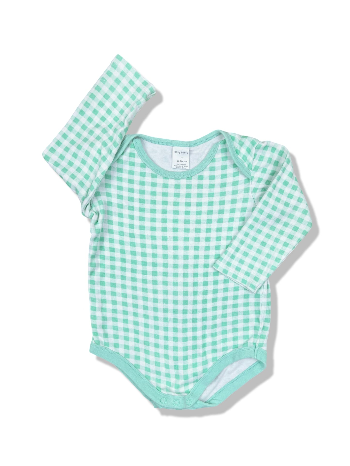 Baby Berry Gingham LS Bodysuit 100% Cotton - Size 2