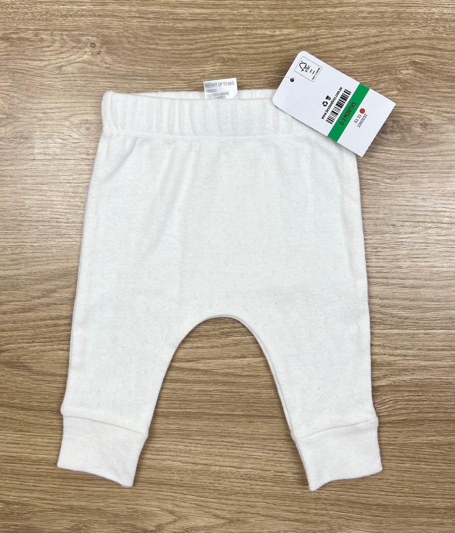 Baby Berry White Pointelle Leggings 100% Cotton BNWT - Size 000