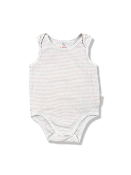 Purebaby Pink Striped Sleeveless Bodysuit - Size 0