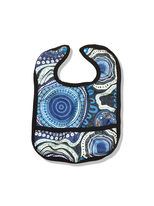 Blue Pattern Pul Fabric Bib - One Size