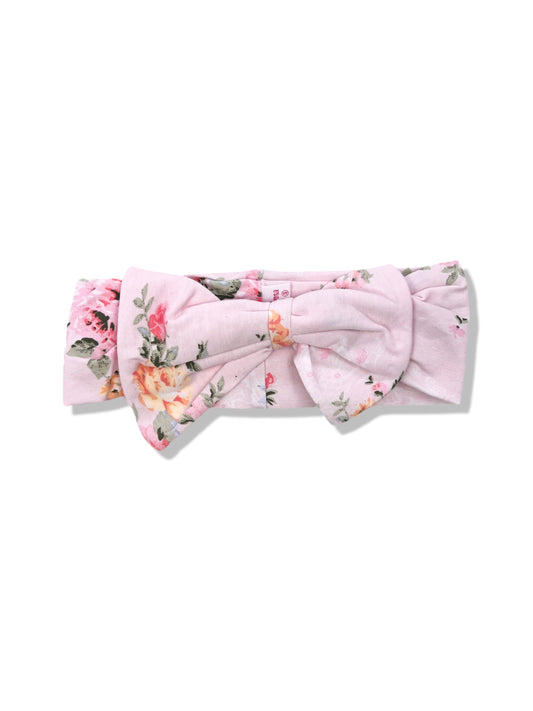 La Sienna Couture Pink Floral Stretchy Bow Headband BNWT - Size S